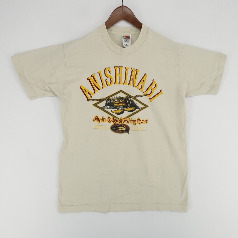 Vintage Anishiabi Resort T Shirt Adult Medium Beige Short Sleeve Single Stitch
